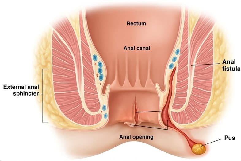 Illustration of an anal fistula